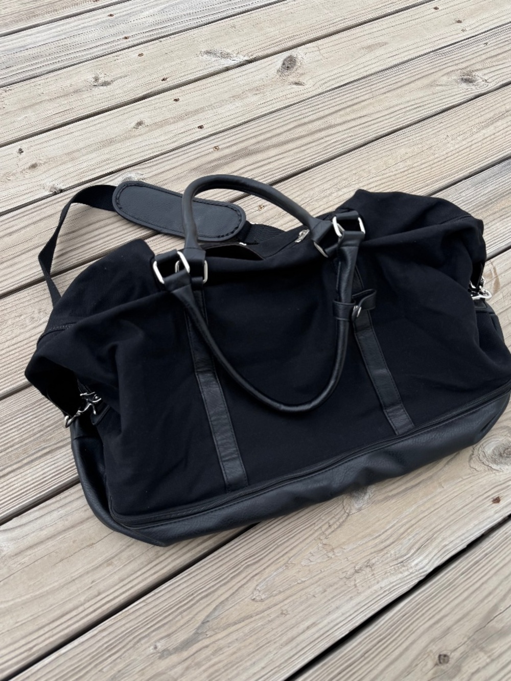 S-ZONE Black Canvas Travel Duffel Bag Weekender Carry-On | Excellent Condition